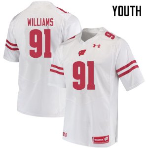 Youth Wisconsin Badgers NCAA #91 Bryson Williams White Authentic Under Armour Stitched College Football Jersey TW31Y67IY